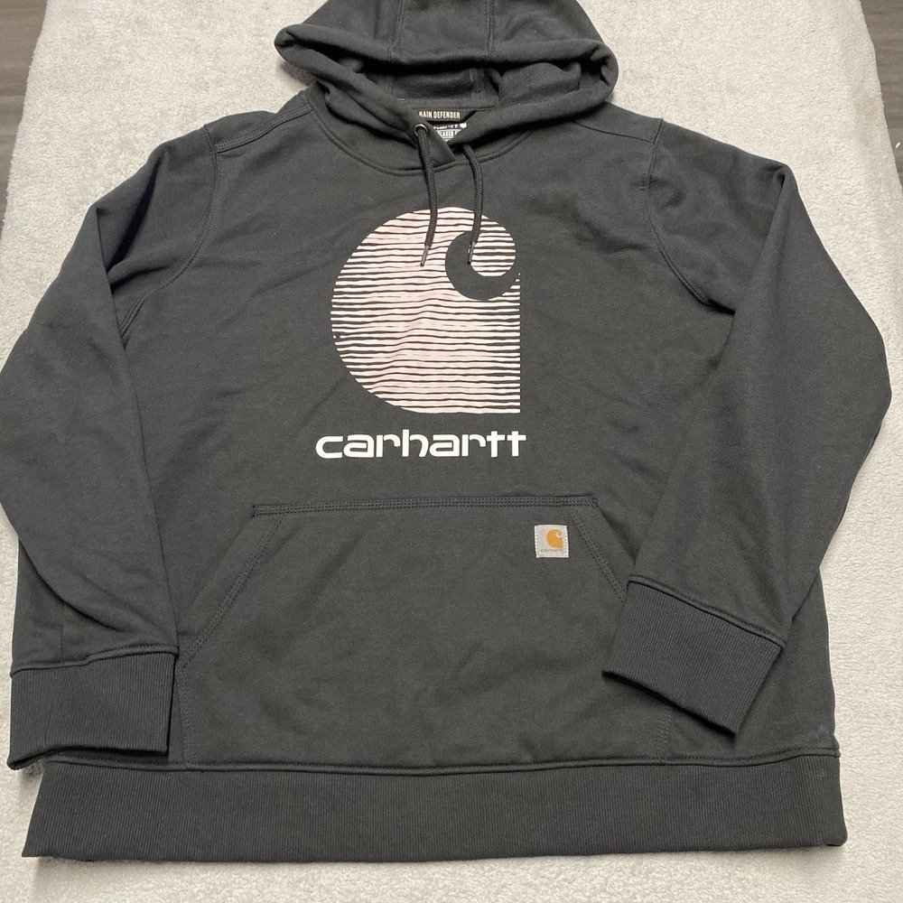 Carhartt Rain Defender Hoodie Womens 1X Black Logo Pullover